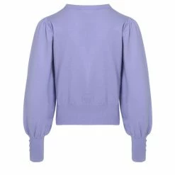 Among The Brave Fashion Madison Lilac Deep Button Cuff Crop Knit Top