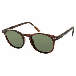 Prive Revaux Maestro Round Thin Deep Chocolate Tortoise Green Lens Sunglasses
