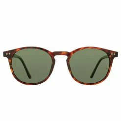 Prive Revaux Maestro Round Thin Deep Chocolate Tortoise Green Lens Sunglasses