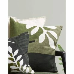 Mulberi Marquet Cotton Floral Green Cushion With Polyester Inner 45x45cm Cushion, Throws & Linen