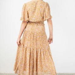 Among The Brave Fashion Sensational Spice Floral Georgette Tiered Tie Waist Maxi Skirt