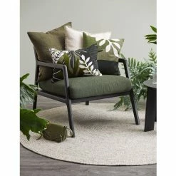 Mulberi Marquet Cotton Floral Green Cushion With Polyester Inner 45x45cm Cushion, Throws & Linen