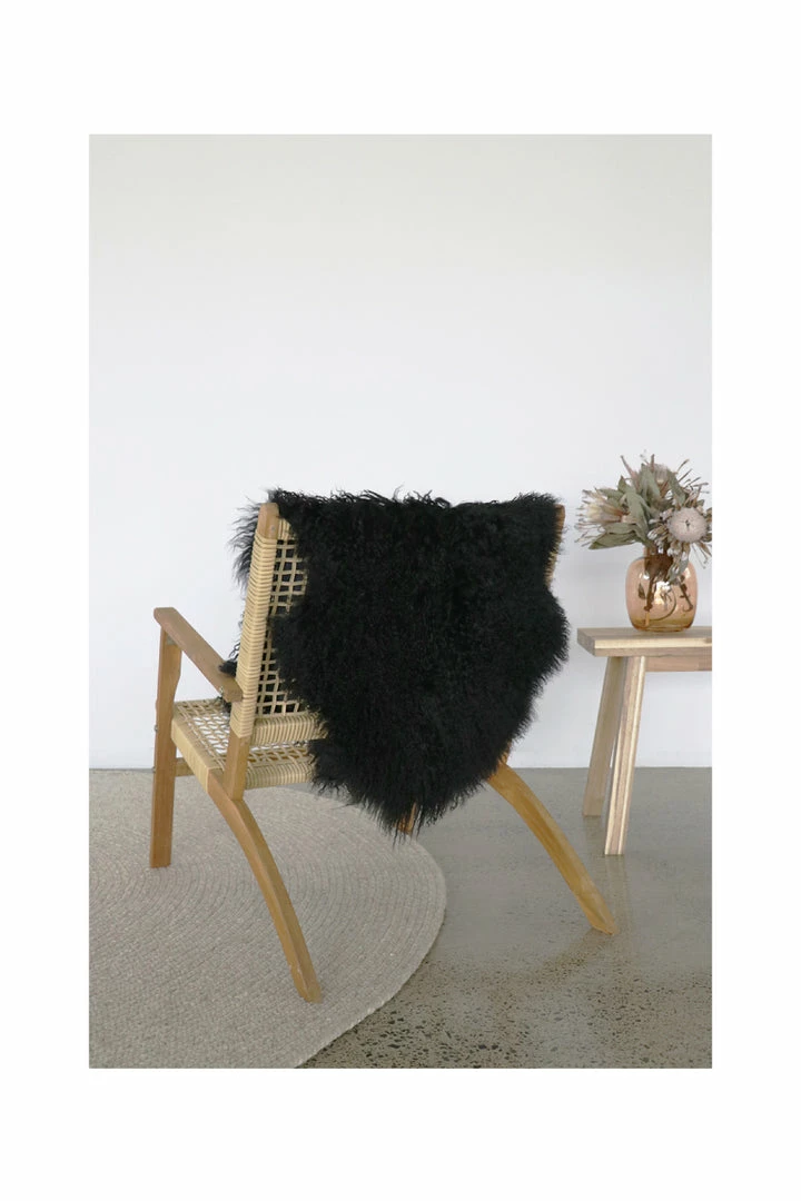 Mulberi Meru Tibetan Black Lamb Skin 60x90cm Cushion, Throws & Linen