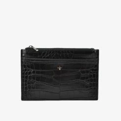 Peta + Jain Millie Black Croc Vegan Leather Slim Wallet Accessories