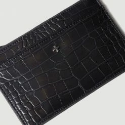 Peta + Jain Millie Black Croc Vegan Leather Slim Wallet Accessories
