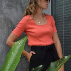 Among The Brave Fashion Mindful Square Neck SS Watermelon Rib Tee