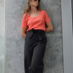 Among The Brave Fashion Mindful Square Neck SS Watermelon Rib Tee