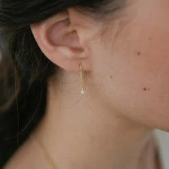 Sophie Mini Pearl Thread Hook Earrings Silver Accessories