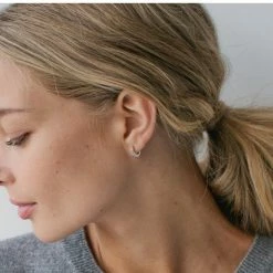 Sophie Accessories Mini Rock Huggies Earrings Black Silver