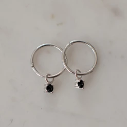 Sophie Accessories Mini Rock Sleeper Earrings Black Silver