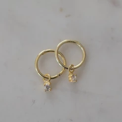Sophie Accessories Mini Rock Sleeper Earrings Clear Gold