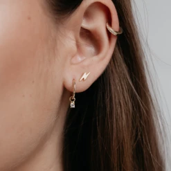 Sophie Accessories Mini Rock Sleeper Earrings Clear Gold