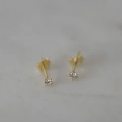 Sophie Mini Rock Stud Earrings Clear Gold Accessories