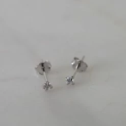 Sophie Accessories Mini Rock Stud Earrings Clear Silver