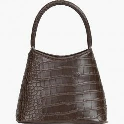Brie Leon Mini Chloe Espresso Top Handle Croc Bag