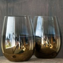 Nel Lusso Cariso Metallic Gold Stemless Wine Glass