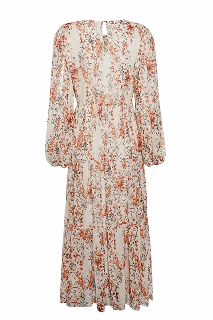 Ivy + Jack Naomi Sand Floral Blouson LS Tiered Maxi Dress Fashion