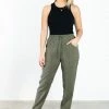 Among The Brave Warrior Khaki Relaxed Drapey Drawstring Stretch Cuff Pant