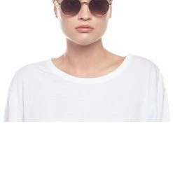 Le Specs Accessories Newfangle Metal Gold Rim With Khaki Lens Round Sunglasses