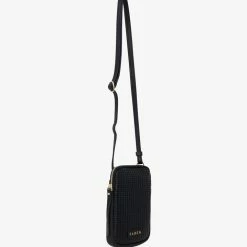 Saben Nikko Black Woven Leather Phone Sling Accessories