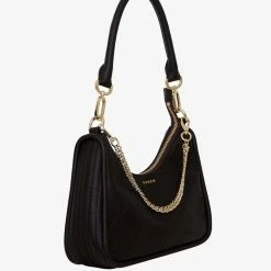 Saben Odette Black Python Shoulder Bag With Gold Chain Detail