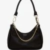 Saben Odette Black Python Shoulder Bag With Gold Chain Detail