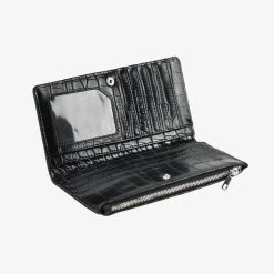 Peta + Jain Oscar Black Croc Vegan Leather Wallet Accessories