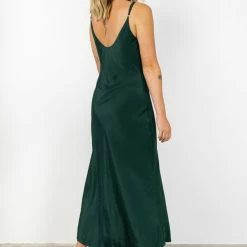 Among The Brave Otherworldly Forest Washer Satin Panel Bodice Bias Midi Dress Fashion