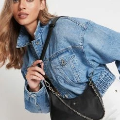 Peta + Jain Paloma Black Nylon Silver Hardware Crossbody Bag Accessories