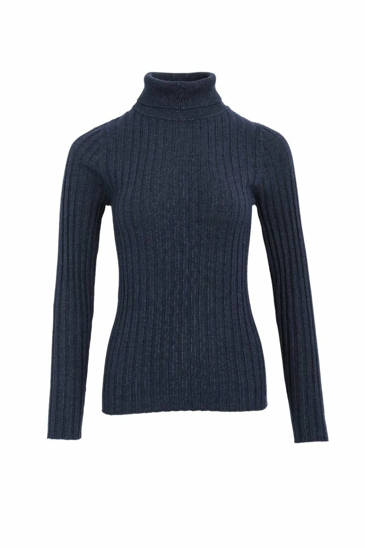 Among The Brave Fashion Phenomenal Navy Marle Rib Knit Tutleneck