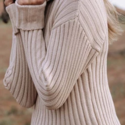 Humidity Lifestyle Fashion Keely Cotton Blend Roll Neck Stone Knit Jumper