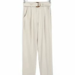 Among The Brave Fashion Pierre Sand Dune Soft Viscose Tapered Leg Belted Pant