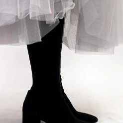 Minx Point Pop Knee High Black Suede Heeled Boot Accessories