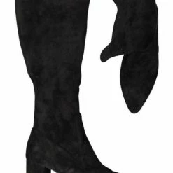Minx Point Pop Knee High Black Suede Heeled Boot Accessories