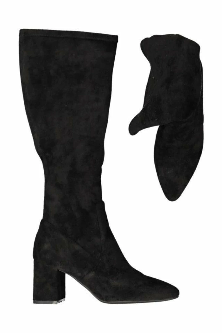 Minx Point Pop Knee High Black Suede Heeled Boot Accessories