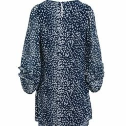 Among The Brave Fashion Poppy Navy Animal LS Double Frill Balloon Sleeve Mini Shift Dress