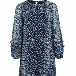 Among The Brave Fashion Poppy Navy Animal LS Double Frill Balloon Sleeve Mini Shift Dress