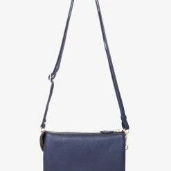 Saben Tilly Multi Pocket Navy Leather Crossbody Clutch