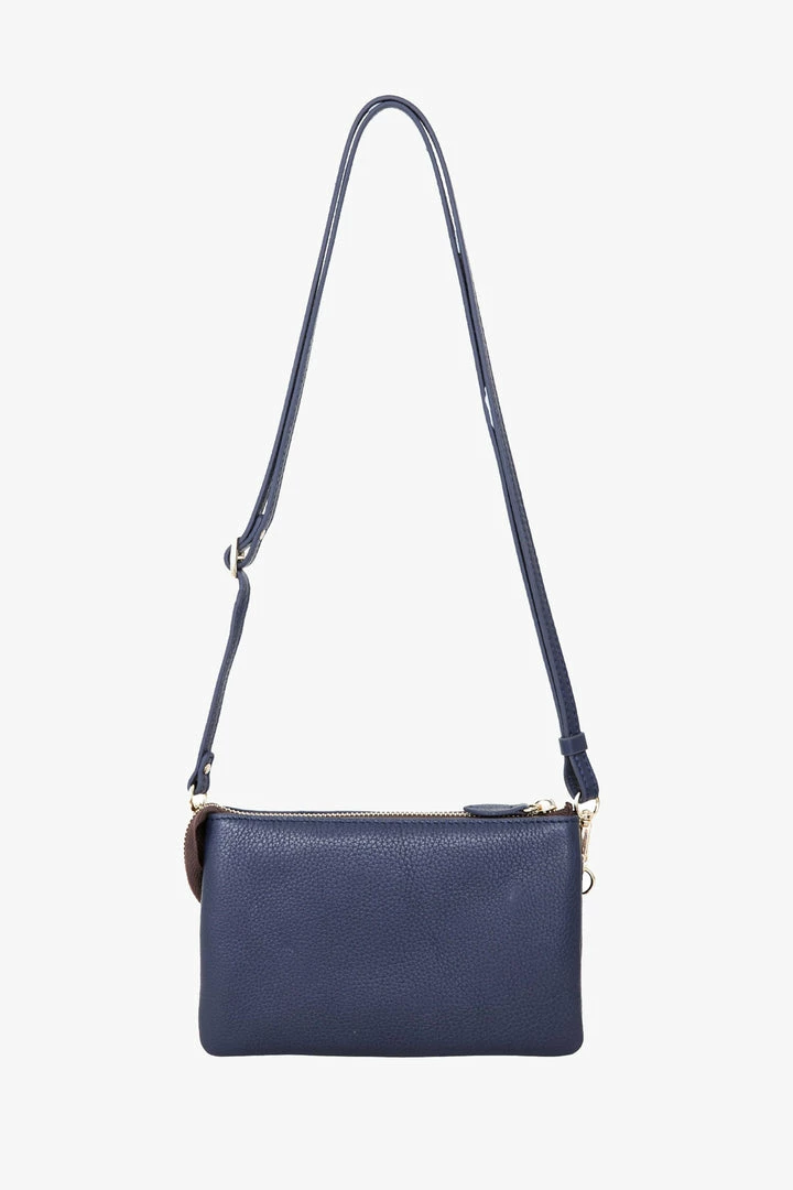 Saben Tilly Multi Pocket Navy Leather Crossbody Clutch