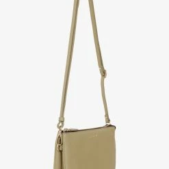 Saben Tilly Multi Pocket Tussock Pale Green Leather Crossbody Clutch