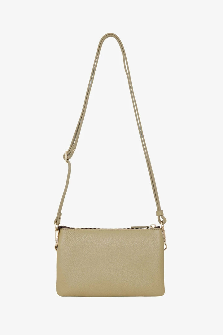 Saben Tilly Multi Pocket Tussock Pale Green Leather Crossbody Clutch