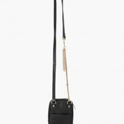 Federation Attached To Me Black Leather Gold Chain Phone Bag