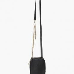 Federation Attached To Me Black Leather Gold Chain Phone Bag