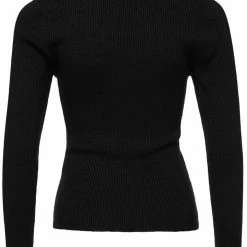 Ivy + Jack Radiant Black LS Rib Knit Crew Neck Top Fashion