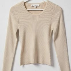 Ivy + Jack Radiant Cream LS Rib Knit Crew Neck Top