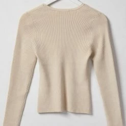 Ivy + Jack Radiant Cream LS Rib Knit Crew Neck Top