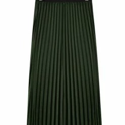 Ivy + Jack Fashion Radiant Khaki Washer Satin Pleated Midi Skirt