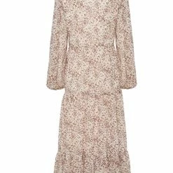 Ivy + Jack Fashion Remi Natural Animal LS Frill V Neck Maxi Shirt Dress