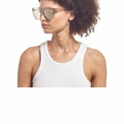 Le Specs Resumption Sustainable Stone Frame With Gold Lens Cat Eye Sunglasses