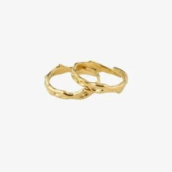 Pilgrim Rita Gold Beaten Double Ring